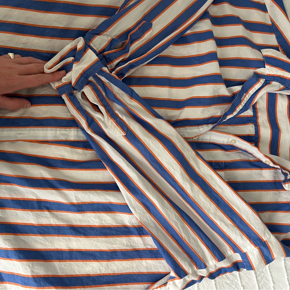 Striped Blue and Orange Long Sleeve Shirt